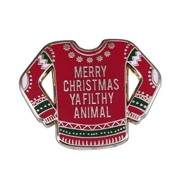 Kalėdų džemperis Ženklelis Linksmų Kalėdų Ya Purvinas Gyvūnų Sagė Vienas Namuose Ženklelis Papuošalai