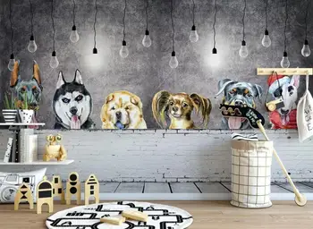 Custom freskos wallpaperModern minimalistinio Šiaurės mielas šuniukas gyvūnų asmenybės vaikų kambario sienos fone