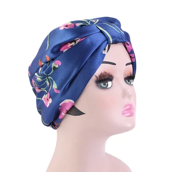Naujas Stilius Ponios Satino Spausdintų Dvigubo Sluoksnio Turbaną Skrybėlę Modeliavimas Gniūžtės Plaukų Naktį Bžūp Perm Bžūp Vonia Wrap Galvos Kepurė Hat Moterims