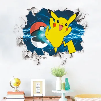 Pokemon Pikachu Anime ir Animacinių filmų Sienų Lipdukų Dekoravimas Vaikų Miegamąjį Kambarį, sieninė Spinta Asmenybės PVC Lipdukai