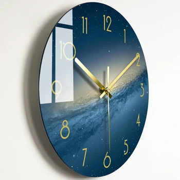 Miegamasis Stiklo Sieninis Laikrodis Šiaurės Didelės Modernios Virtuvės Sieniniai Laikrodžiai Storio Laikrodžiai Naujovė Kambarį Žiūrėti Namų Dekoro 35X35 CM