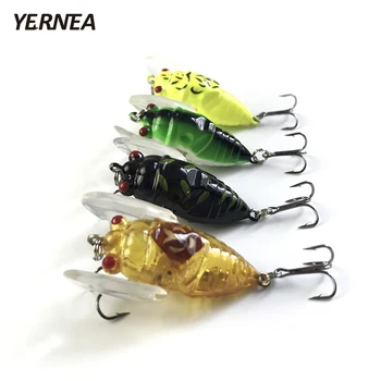 Yernea 4pcs/Lot 4 Spalvų Žvejybos Masalas, Vabzdžių Cikadų Bionic Kelių, Uostų, Žvejybos Reikmenys 3D Akis Wobblers Dirbtinis Masalas