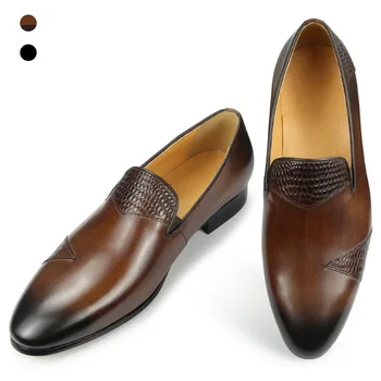 Vyrai suknelė Vairavimo batai Originali karvės odos Atsitiktinis vienas žingsnis mokasīni, Rankų darbo batų Paprastumo Patvarus guminis padas klasikinis stilius