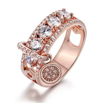 Naujosios Europos Kristalų Iš Austrijos WED žiedas Moterų Mados Juvelyrika Žiedai Didmeninė Pasukti Vestuvių Žiedas
