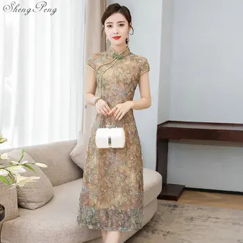 Ao Dai Cheongsam Elegantiškas Kinijos Suknelės Vasaros 2020 Aodai Seksualus Rytų Suknelė Qipao Vietnamas Drabužių Ao Dai Suknelė V1886