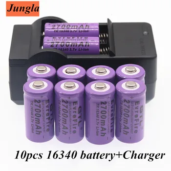 100% Naujas originalus 16340 CR123A Baterijos 16340 Baterija 2700mAh 3.7 V, Li-ion Įkraunama Baterija+16340Charger