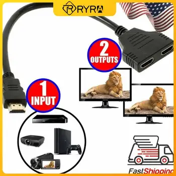 RYRA suderinamą Kabelį Splitter HD 1080P 2 Dual Port Y Splitter 1 2 Out Kabelis, Adapteris, Skirtas HD LCD TV Box PS3 Splitter