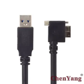 Cablecc CYSM USB 3.0 tipo vyrų iki 90 Laipsnių Dešiniuoju Kampu, Micro USB Varžtu Pritvirtinkite Duomenų Kabelis 1,2 m Pramoninių Fotoaparatas