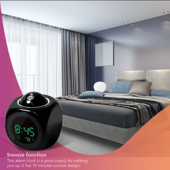 Žadintuvas Miegamasis Skaitmeninis Naktiniai Atidėti Bell Laikrodžiai, Projektorius, Apšvietimo Kelionės Termometras Namuose Viešbutis Juoda