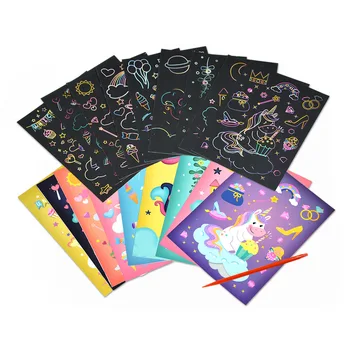 9Pcs Juokinga Magija Spalva Nulio Meno Tapybos Popieriaus Kortelių Rinkinys Gyvūnų Animacinių filmų Rainbow Piešimo Stick Vaikai 
