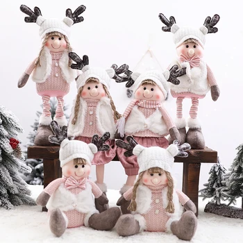Kalėdų Rožinė Tampus Santa Claus Sniego Pliušinis Nuolatinis Lėlės Žaislas Niekučius Kalėdos Apdailos Ornamentu Amatų Dovana, Namų Dekoro