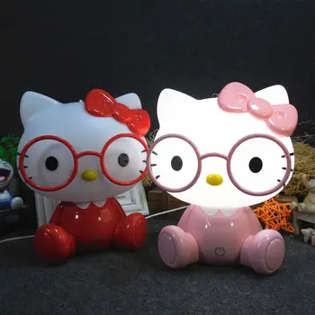 Kawaii Sanriod Hello Kitty USB Naktį Šviesos Mielas Animacinių filmų KT Katė Mažas LED Stalo Lempa Kambarį Apdailos Mergina&Vaiko Atostogų Dovanos