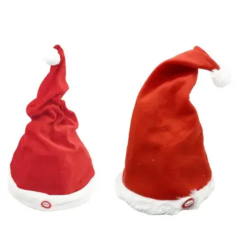 Elektros Kalėdų Skrybėlę Raudona Balta Pliušinis Santa Bžūp Muzika, Šokiai, Sūpynės Elektros Kalėdų Skrybėlę Suaugusiems Vaikams Naujųjų Metų Dovana