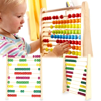 1Pcs Mediniai Abacus Žaislas Vaikams Skaičiavimo Numeris Matematikos Studijų Įrankis, Vaikų Spalvotų Karoliukų Dizaino Mokymo Ankstyvo Mokymosi Žaislas