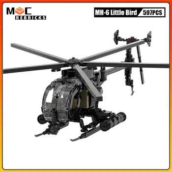 Karinės Serijos Ugnies versija MH-6 Little Bird Sraigtasparnių Apkrovos Duomenys SS Building Block Modelis Žaislas Nustatyti Vaikų Dovanų