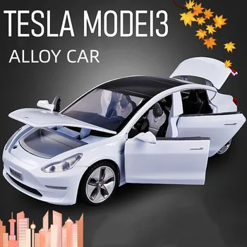 2021 Naujas 1:32 Tesla MODEL 3 Lieti Automobilio Modelį Diecasts Žaislinės Transporto priemonės Žaislinius Automobilius Vaikas Žaislai Vaikams Dovanos Berniuko Žaislas