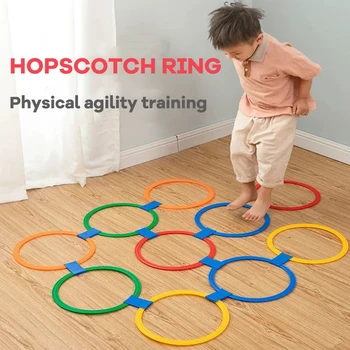 Vaikų Žaidimai Hopscotch Šuolis Žiedų Rinkinys Vaikams Jutimo Žaisti Patalpų Lauke Su 10 Lankus Ir 10 Jungtys Mokymo Sporto Žaislas