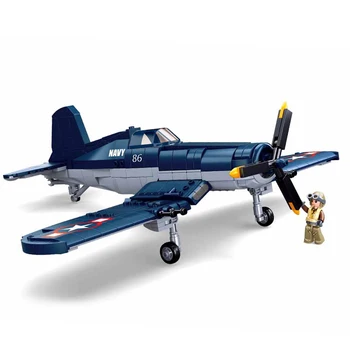 II pasaulinio Karo WW2 JAV Vought F4U Corsair Naikintuvo Propeleris Lėktuvo Kūrimo Bloką Mūšis Bombonešis Karinių Ginklų Modelis, Plyta Žaislas