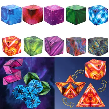 Įvairių Geometrinių Kintantis Magnetinis Magic Cube Anti Stresas 3D Išskleidimo Vertus Apversti Kubo Galvosūkį Vaikams Gimtadienio Dovana Žaislai