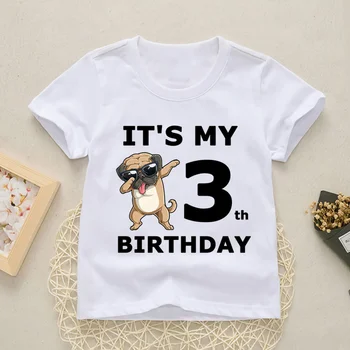Baby Happy Birthday Skaičius 1-10 Laišką, Print T Shirt Girls Boys Šunys Juokingi marškinėliai Drabužių Vasaros Mielas trumpomis Rankovėmis,YKP021