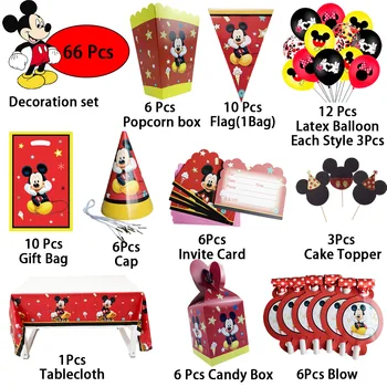 Mickey Mouse Šalies Prekių Nustatyti Popieriaus Taurės Plokštė Vystymo Staltiesė Balionas Gimtadienio Dekoracija Stalo Įrankiai Vaikams, Kūdikių Dušas