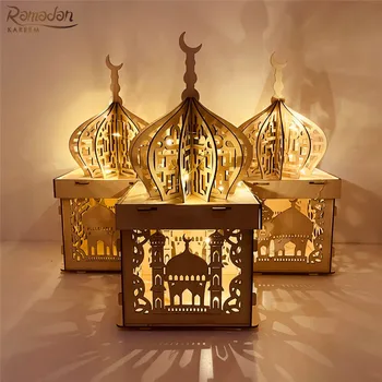 Eid Mubarakas Mediniai Led Ornamentas, Rūmai, Pilis, Dekoratyviniai Amatų Islamo Musulmonų Šalis Dekoro Ramadanas Festivalis Dekoracija Namuose