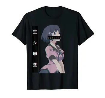 vaporwave waifu T-Shirt Vyrai Medvilnės Marškinėlius Tees Viršūnes Anime Harajuku Streetwear