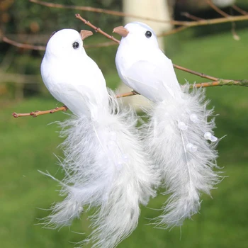 Modeliavimo plunksnų paukštis balti balandžiai dirbtinis putų balandžiai vestuvių dekoravimas scenos išdėstymas namuose Kalėdų dekoravimo reikmenys