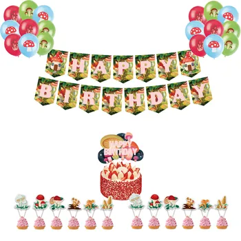 Fantazijos Spalvingos Džiunglės Grybų Tema Šaliai Gimtadienio Apdailos Reikmenys Vienkartiniai Pyragas Apdaila Reklama Balionas Baby Shower