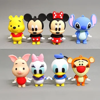 Disney Mickey Minnie Donaldas Pooh Bear Tigras Dygsnio Silikonas, PVC Lėlės Modelis, Apdailos Raktų Pakabuką Dovanų Šalis