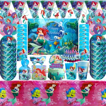 Arielis Little Mermaid Princess povandeninio undinė Taurės dėklas Balionas Mergina gimtadienio dekoracijos