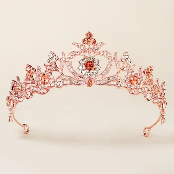 Romantiškos Rausvos Spalvos Stilius, Princess Crown Grožio Karalienės Karūną Tiara Princesa De Star Rožančiai