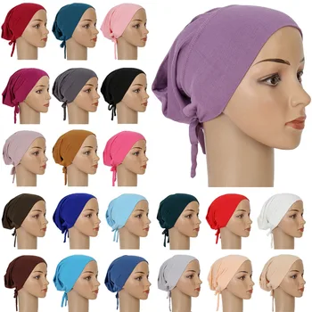 Modalinio Ir Medvilnės Underscarf Hijab Vidinę Hat Moterų Musulmonų Bandana Kepuraitė Kaulų Arabų Variklio Dangčio Ninja Bžūp Tvarstis Galvos Skara Wrap Turbaną