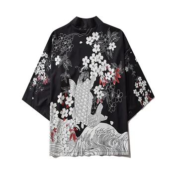 Japonų Samurajus Vintage Stiliaus Kimono Rytų Cardigan кимоно японский стиль Vyras Moteris Aukštos kokybės Kasdien Street Wear