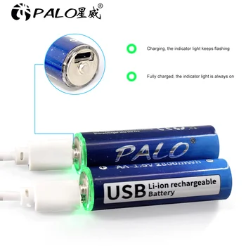 PALO 1,5 V AA USB Li-ion AA Baterijos 2800mWh +USB 1,5 V AAA Ličio Akumuliatorius AAA 1110mWh su USB Laidu