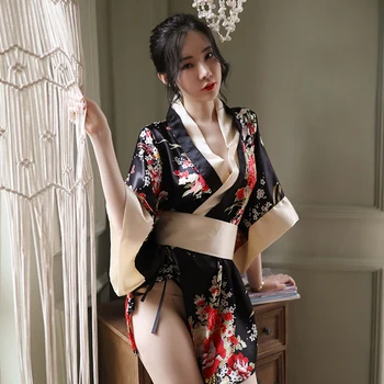 Seksualus Megztinis Yukata Kostiumas Obi Sleepwear Tradicinių Geiša Chalatai, Apatinis Trikotažas Vintage Drabužių Cosplay Moterų Japonų Kimono Suknelę