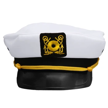 Unisex Karinio Jūrų Laivyno Kapitonas Valtimis Karinės Skrybėlę Dangtelis Baltos Derliaus Kapitonas Buriuotojai Suaugusių Šalies Fancy Dress Cosplay Skrybėlę
