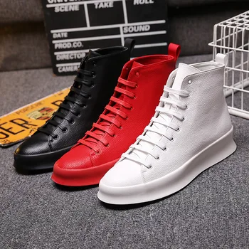 Britų dizaino vyrų atsitiktinis platforma batai natūralios odos butas batų pavasarį, rudenį lace-up sneakers juoda balta raudona mans avalynė