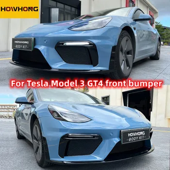 Už Tesla Model 3 Modifikavimo GT4 Priekinis Bamperis Didelis Aplinkinių Juostelė Su Šviesos Išvaizdą Atnaujinti Rinkiniai Automobilio Išorės Priedai