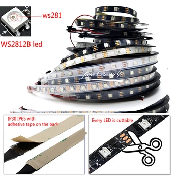 WS2812B WS2811 WS2813 WS2815 30/60/taškų/led/m RGB LED Juostelės Individualiai Naudojamos Juostos Šviesos IP30/IP65/IP67 DC5V DC12V