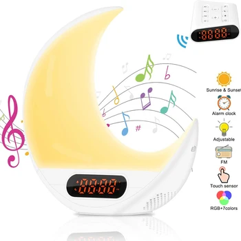 Muzikos Mėnulis pažadinimo USB Naktį Šviesos Žadintuvas 7 Spalvų Atmosfera Miego Mėnulis Naktį Lempa, Daugiafunkcinis, su Nuotolinio Valdymo