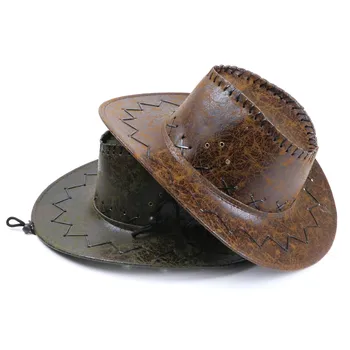 Didmeninė kaina kaubojaus skrybėlę dirbtinė oda krekingo vyrų ir moterų raitelio skrybėlę кепка мужская fedora Panamos skrybėlė virvę priedai