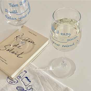 *Grybai Sodas*Korėjos Romantiška Pieno Mėlyna Laišką Goblet Prancūzijos Derliaus Goblet Šampano Vyno Stiklo Burbuliukais Stiklo
