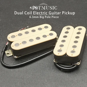 Elektrinė Gitara Humbucker 6.3 mm Big Poliniu antgaliu Dual Coill Gitara Pikapas su 4 Elgesio Kabelis/Ritė Skaldymo Dramblio kaulo