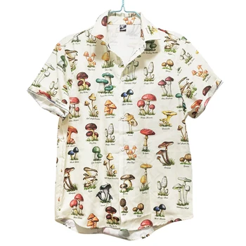 Havajų Marškinėliai Vyrams 2021 M. Vasarą, Spalvinga Grybų Elementas Spausdinimo Mygtukas Iki Marškinėliai Atvartas Kišenės. Atsitiktinis Marškinėliai Trumpomis Rankovėmis