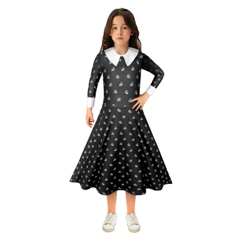 Vaikai Trečiadienis Cosplay Addams Kostiumai Dress Kostiumai Helovyno Karnavalas Kostiumas Vaikams Mergaitėms Paslėpti